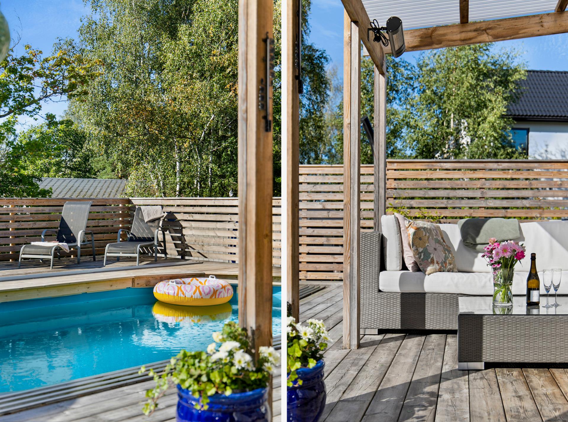 Flemings väg 24 – Ett komplett, modernt och energieffektivt boende med två uthyrningshus samt pool!